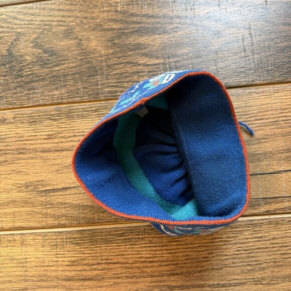 Vintage Silvy Made in Italy Wool Blend Knit Beanie Hat Nordic Pattern Drawstring - Picture 5 of 6